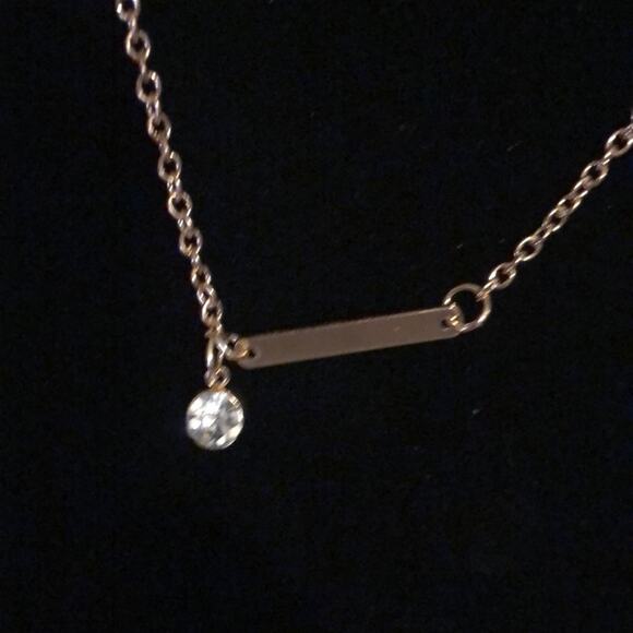 Simple Bar with Stone Lariat Necklace - Picture 3 of 4